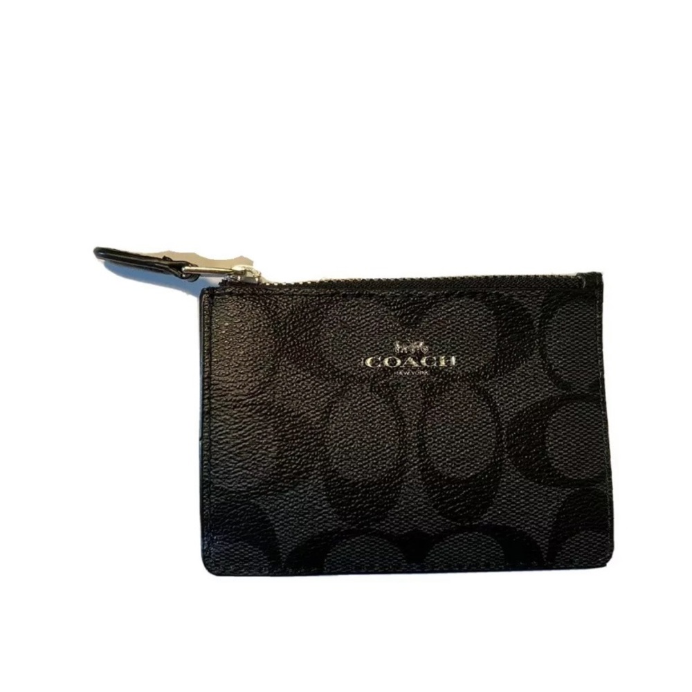 Coach Wallet Small Card Case Black SignatureCanvas - Picture 2 of 4